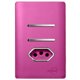 Conjunto Interruptor Duplo Simples + Tomada 10A 4x2 - Novara Especiais Rosa Fosco